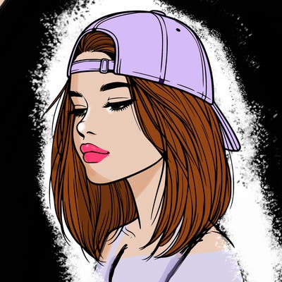 realistic  girl with a backwards hat