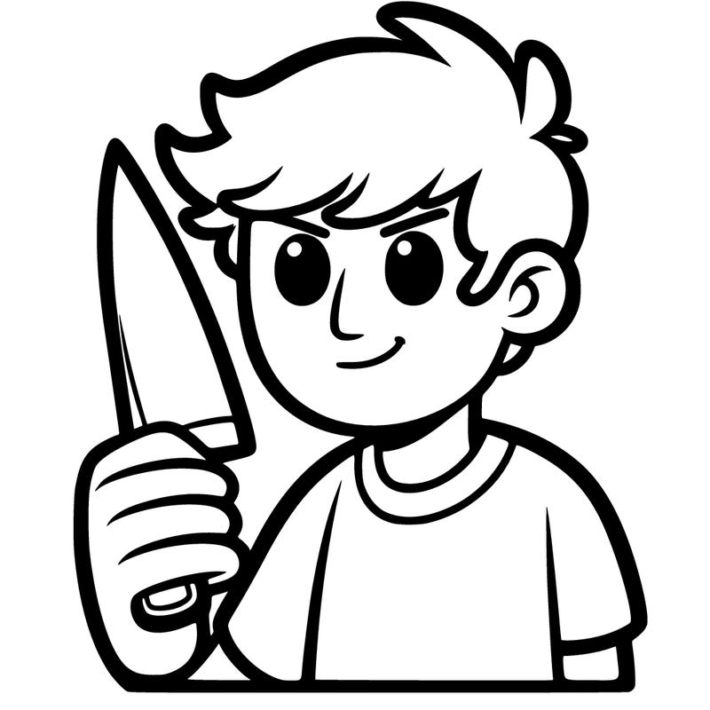a guy holding a knife