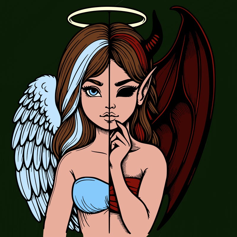 realistic angel half demon