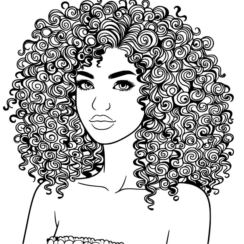 realistic woman with very curly hair
