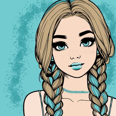 realistic girl with braids