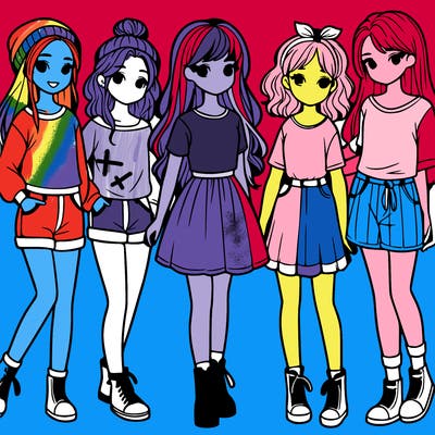 a group of five girls