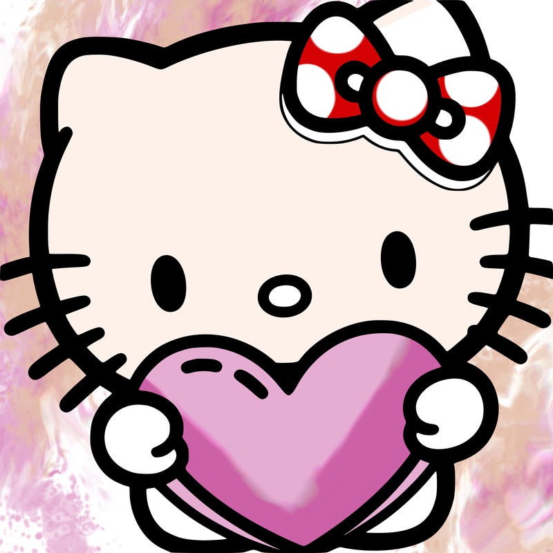 hello kitty holding a big heart