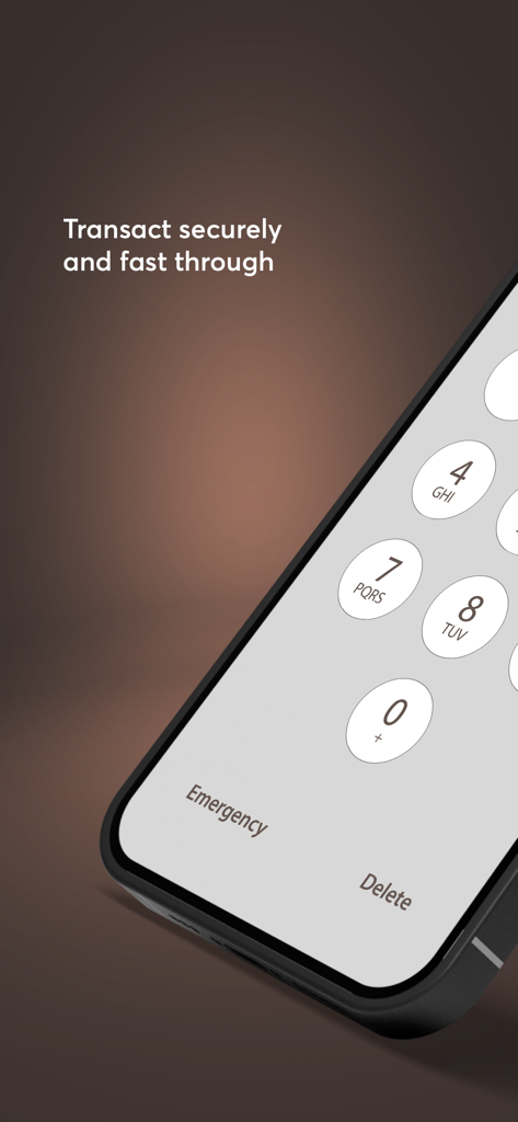 Tela de smartphone exibindo o teclado PIN do aplicativo NCBA NOW para transações bancárias seguras.
