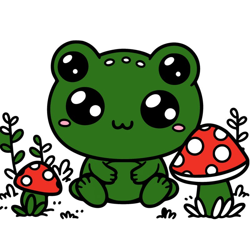 cute froggy with mushroom