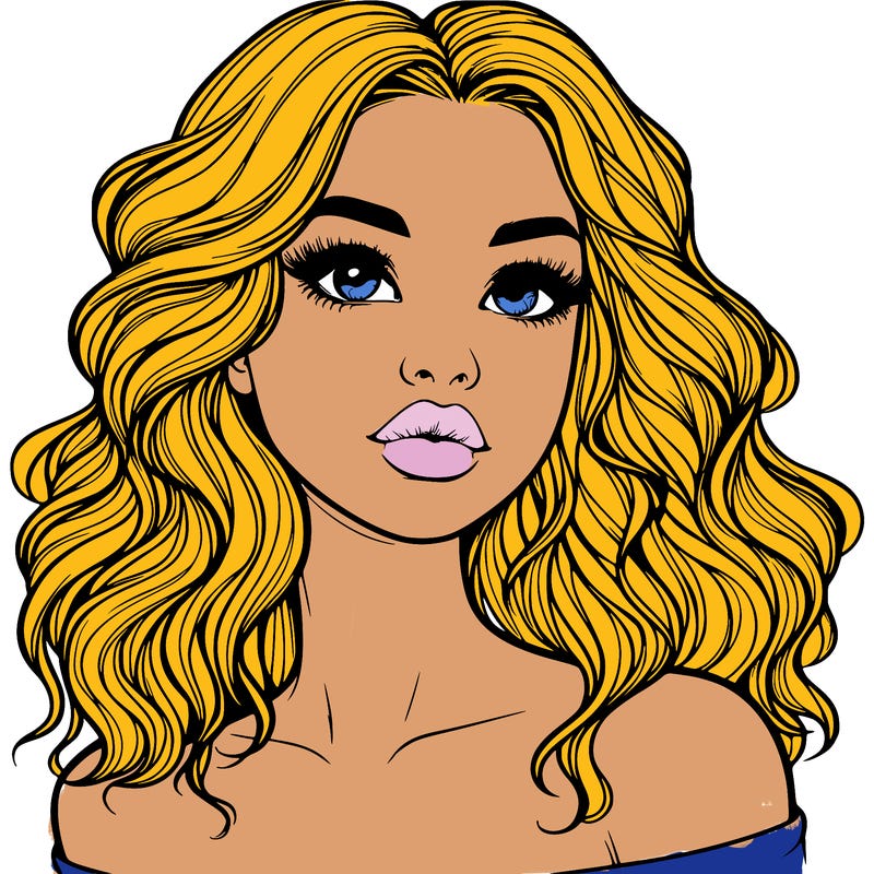realistic girl with wavy hair and lips