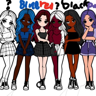 a group of girls realistic
