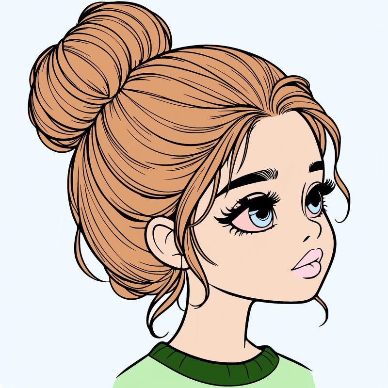 realistic girl with bun