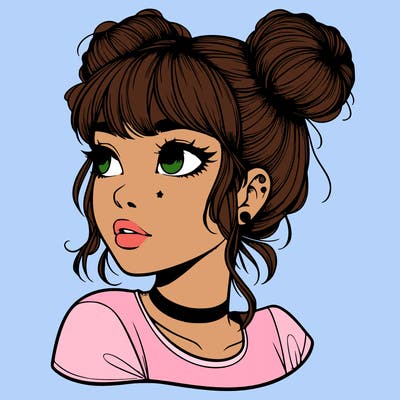 realistic girl with spacebuns