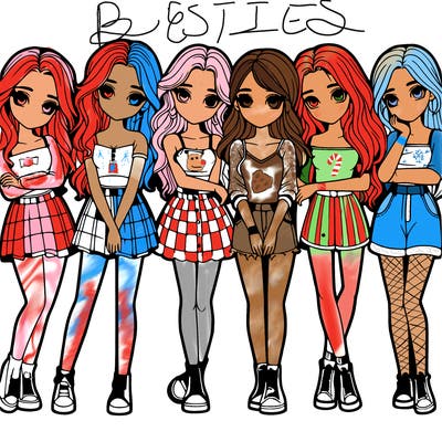 a group of girls realistic