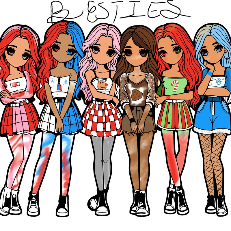 a group of girls realistic