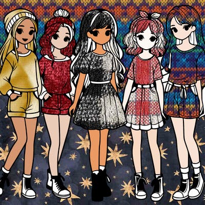 a group of five girls