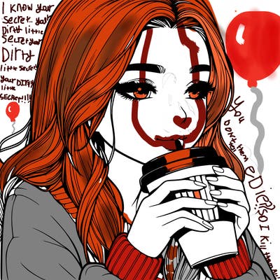 realistic girl drinking coffee