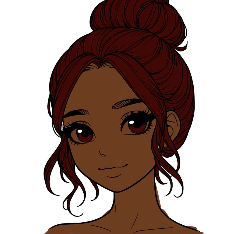 realistic pretty girl with hair in bun