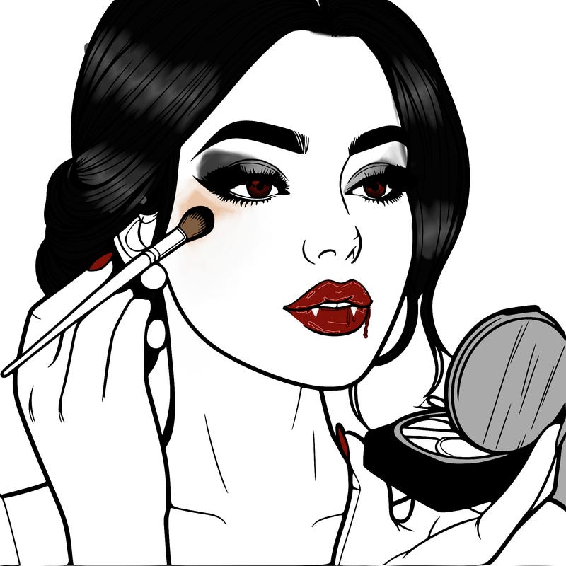 realistic woman applying makeup