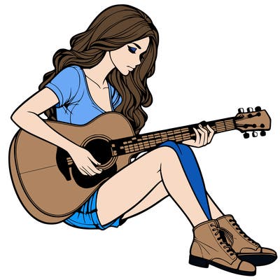 realistic woman play guitar