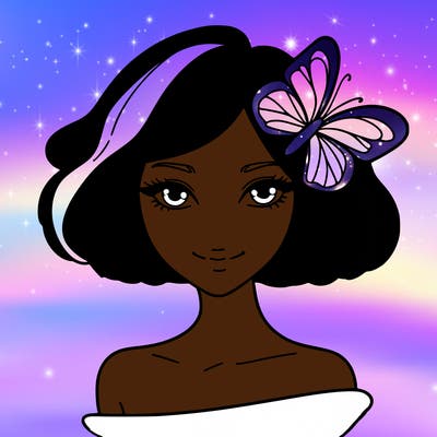 woman with butterfly short hair