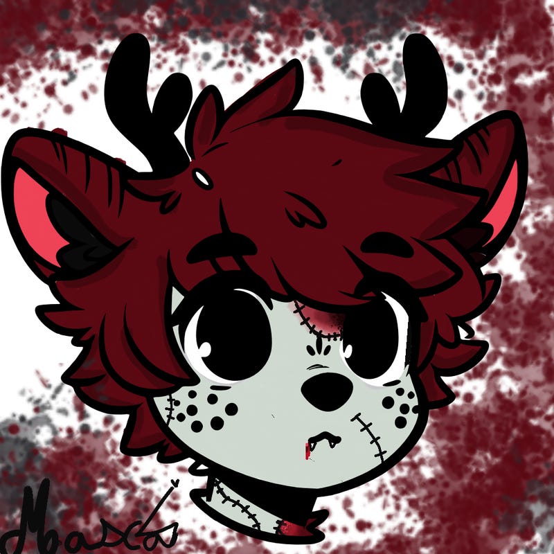 a humanoid deer with soft fluffy ears
