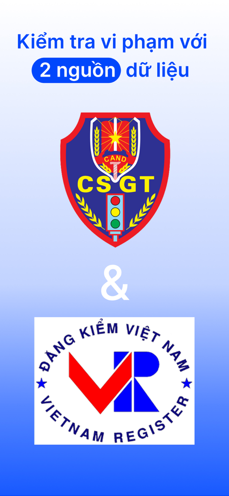 Tra cứu phạt nguội toàn quốc. - Logos of Vietnam Traffic Police and Vietnam Register official data sources for checking traffic violations