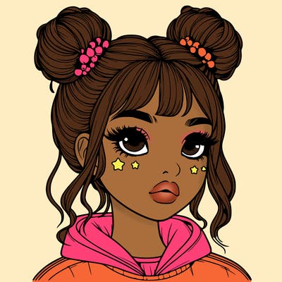 realistic girl with space buns