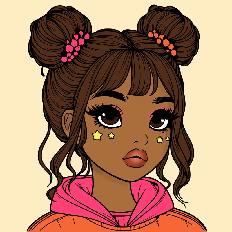 realistic girl with space buns