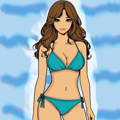 realistic girl with a revealing swimsuit