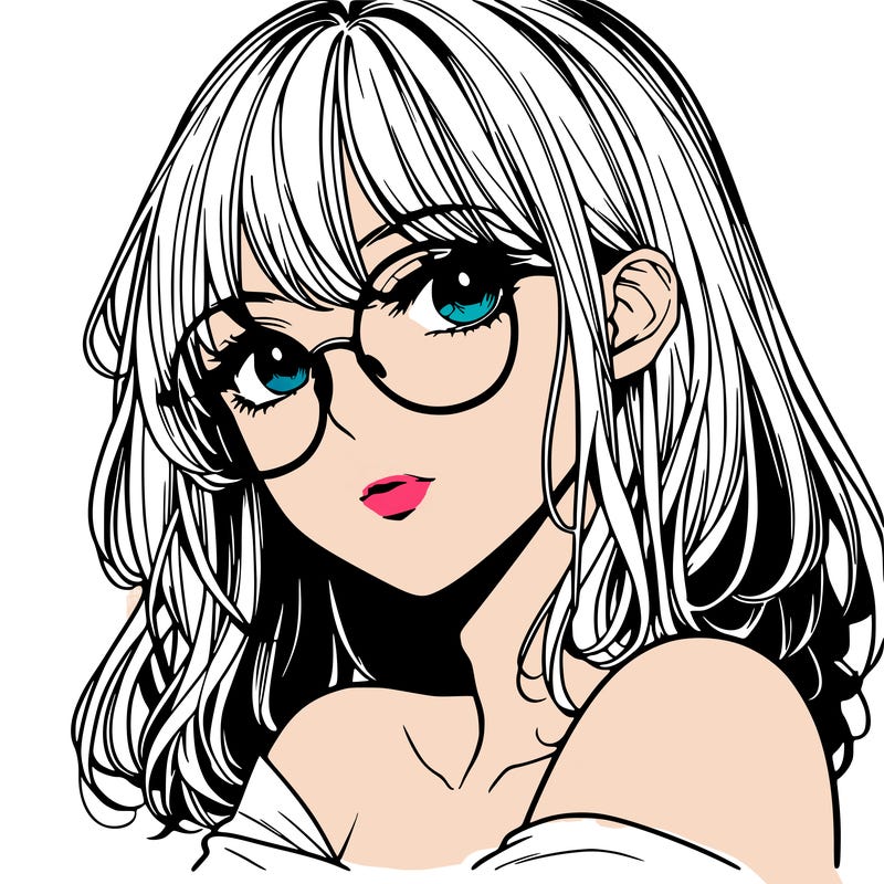 manga woman character with glasses and nice lips