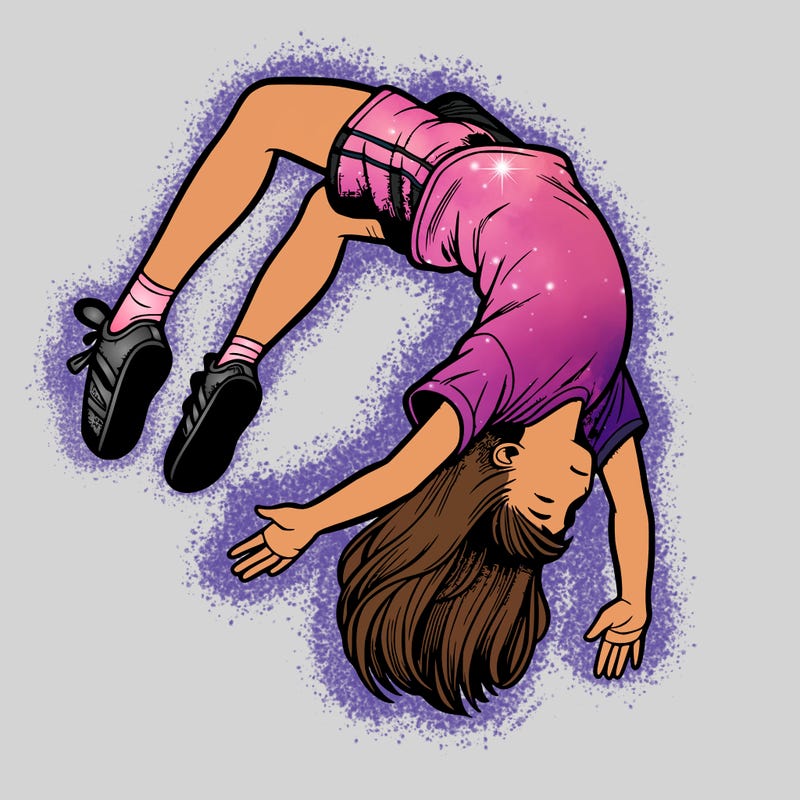 realistic girl doing a backflip