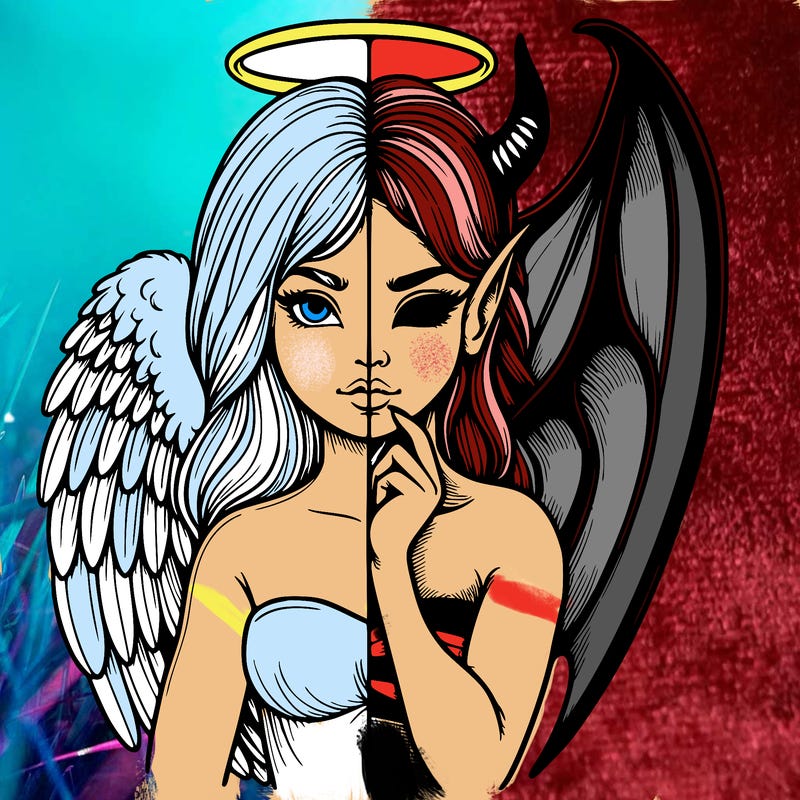 realistic angel half demon