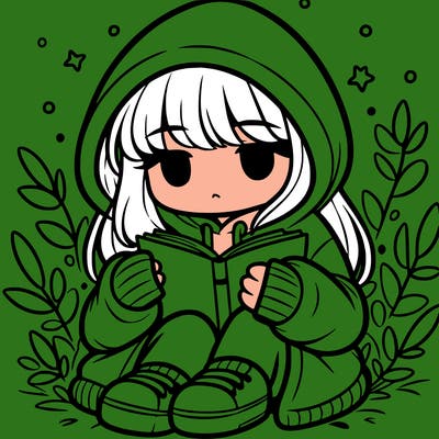 girl in oversized hoodie reading a book