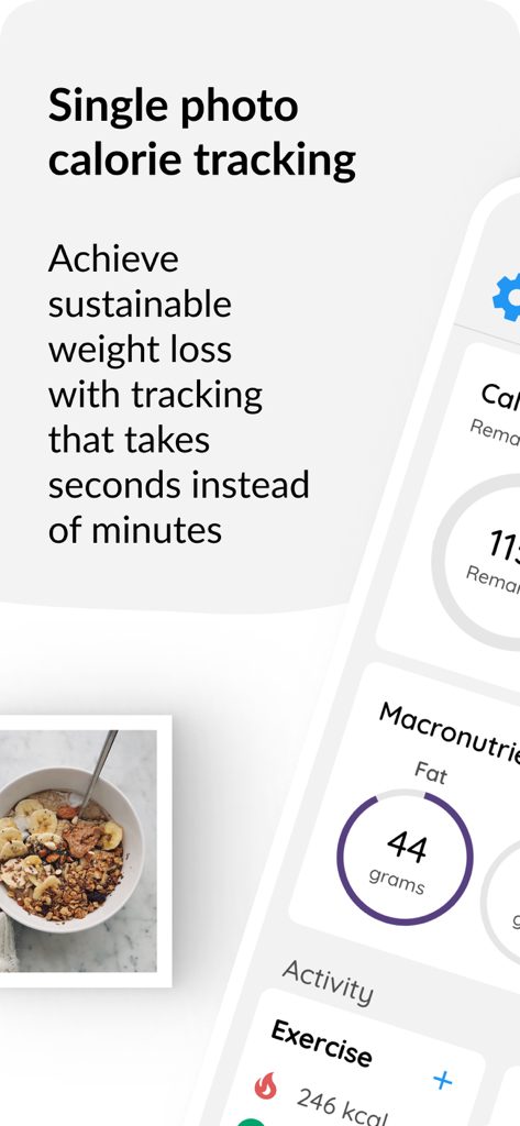 SnapCalorie AI app interface displaying photo calorie tracking and macronutrient data