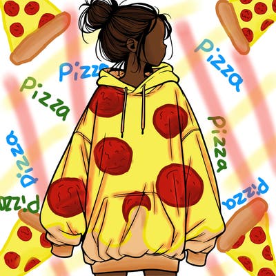 realistic girl with a oversized sweatshirt on and a bun