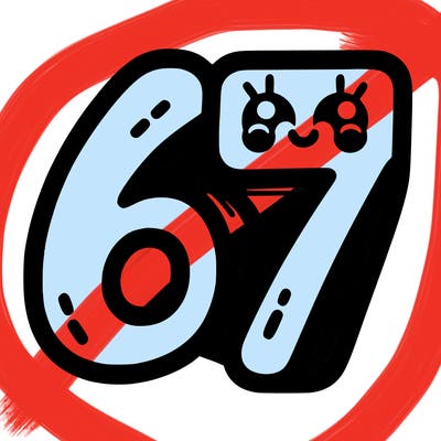 the numbers 67