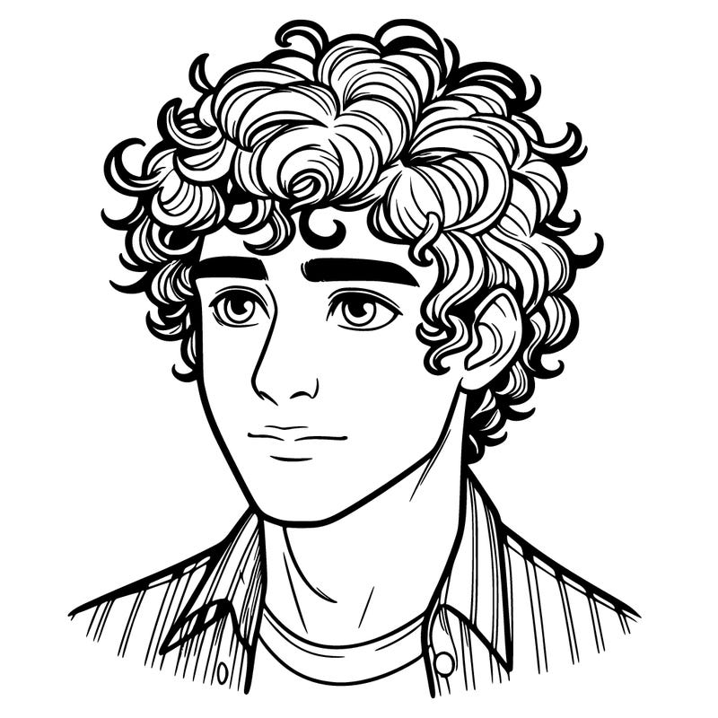 realistic guy with curly hair