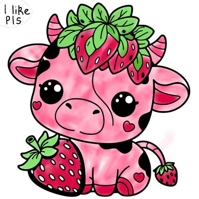 cute strawberry cow