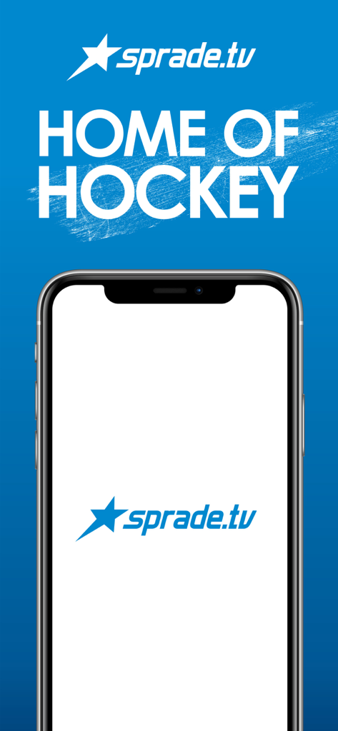 SpradeTV - SpradeTV 모바일 앱에서 'Home of Hockey' 슬로건을 보여주는 모습