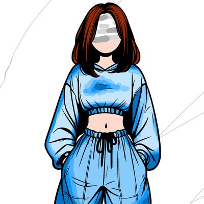 realistic girl faceless with baggy pants and a crop top