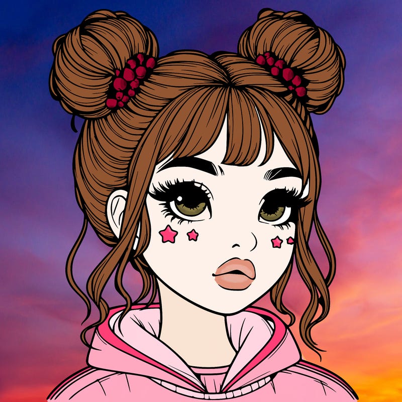 realistic girl with space buns