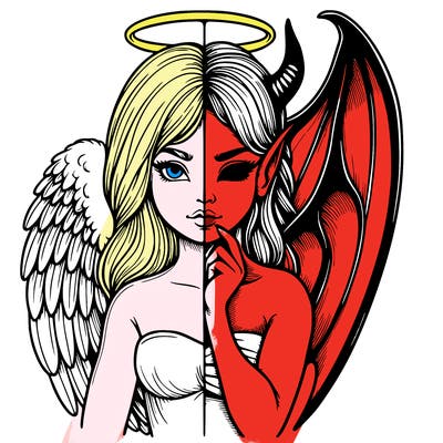 realistic angel half demon