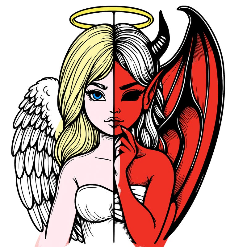 realistic angel half demon