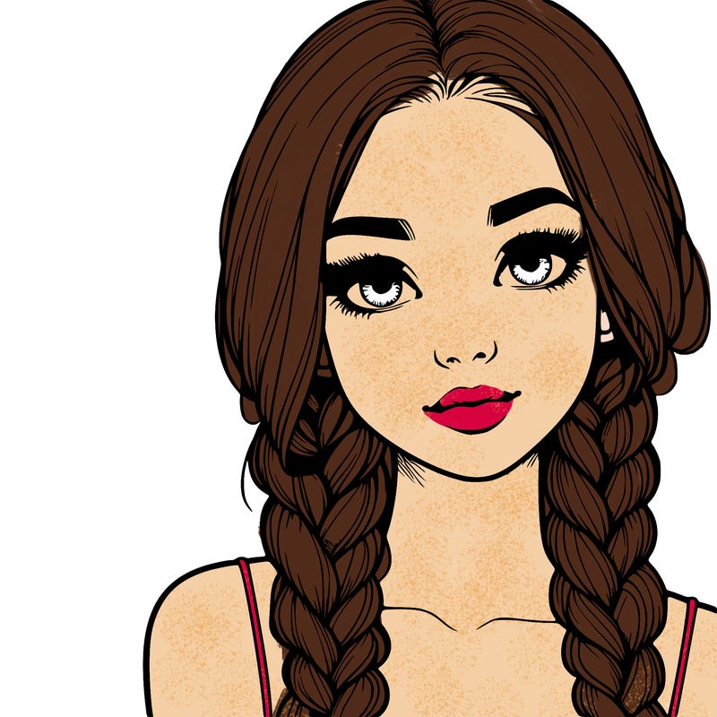 realistic girl with braids