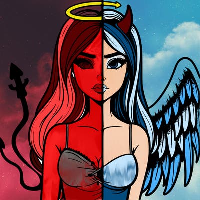 devil vs angel realistic girl