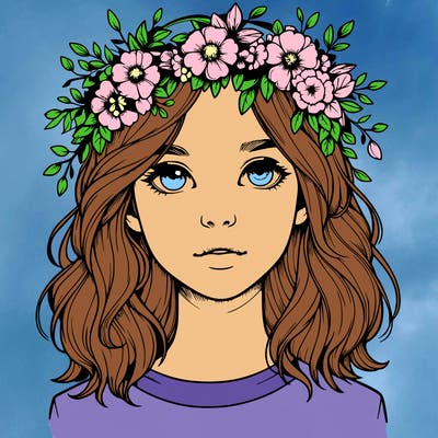 realistic girl with flower crown