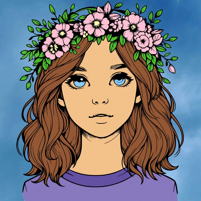 realistic girl with flower crown