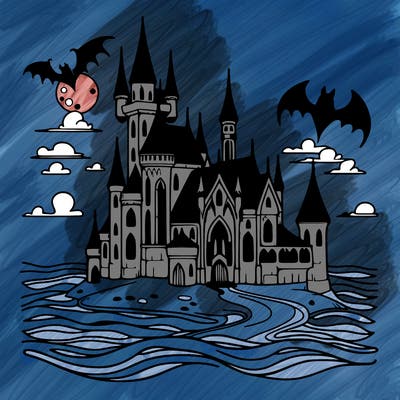 vampire gothic castle sea