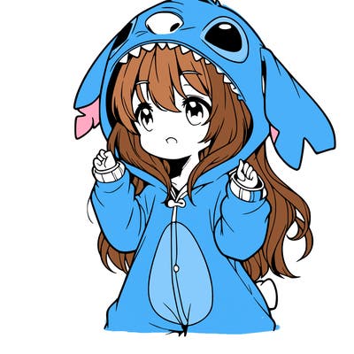 anime girl in a stitch onsie