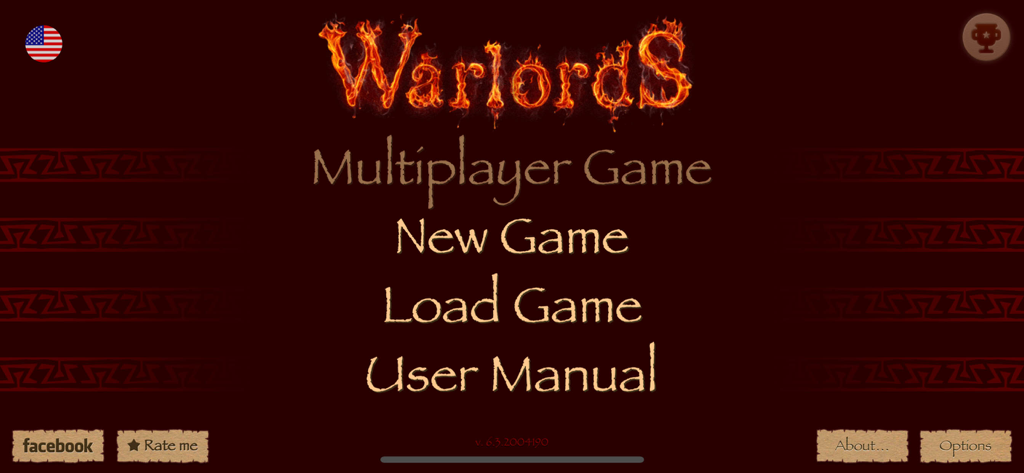 Warlords Classic Strategy - Warlords Classic Strategy main menu screen