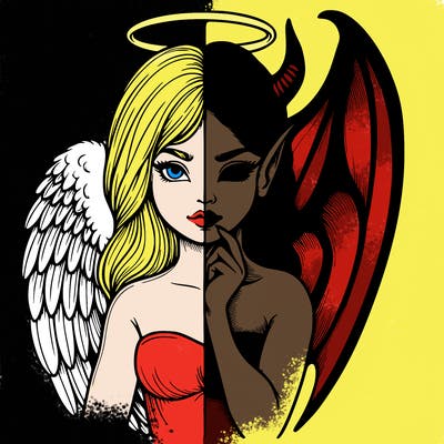 realistic angel half demon