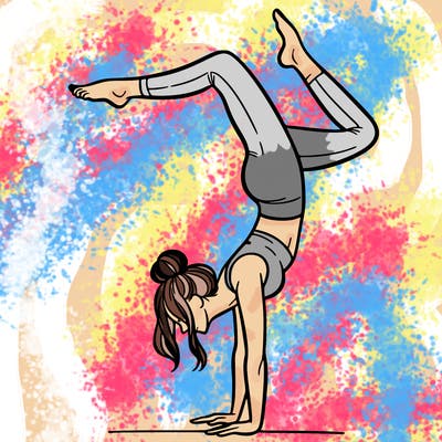 a woman doing a handstand