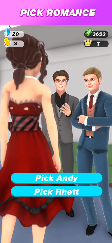 Become Office Queen - 오피스 퀸 되기 게임에서 앤디와 레트라는 두 명의 로맨틱한 관심사 중에서 선택하는 플레이어